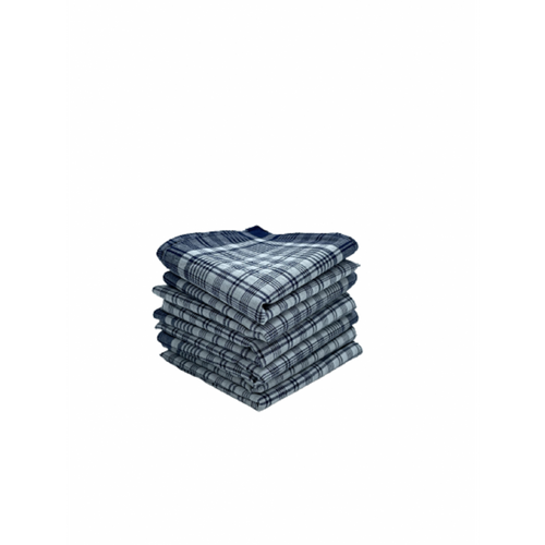 Lot De 12 Mouchoirs De Travail Grands Carreaux Bleu Et Blanc 100% Coton 40x40cm