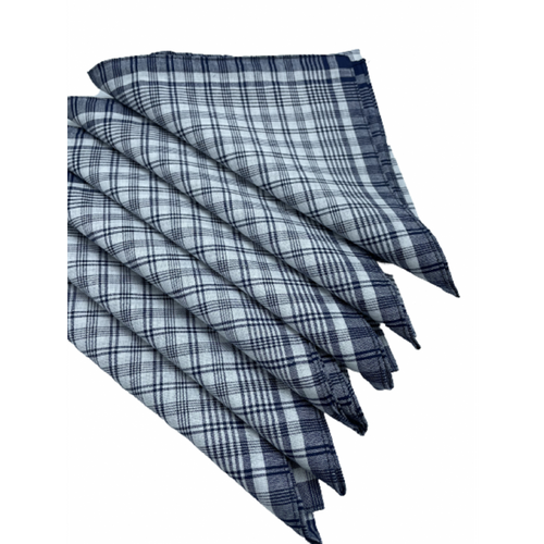 Lot De 12 Mouchoirs De Travail Grands Carreaux Bleu Et Blanc 100% Coton 40x40cm