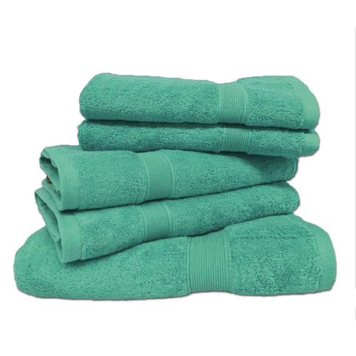 Lot De 5 Serviettes Éponge 600 G/m² Vert Sauge - 100% Coton, Ultra Absorbantes, Douceur Premium Et
