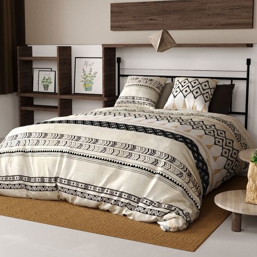 Housse De Couette Boheme Avec Deux Taies D'oreiller Pur Coton