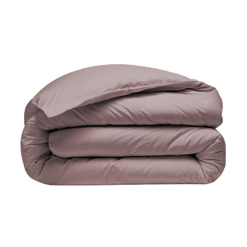 Housse De Couette Taupe 280x240 Cm + 2 Taies 65x65 Cm – 100% Percale 80 Fils - Finition Rabat