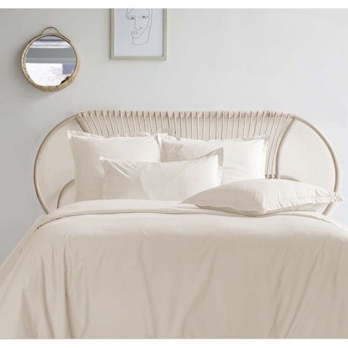 Housse De Couette Ivoire 280x240 Cm + 2 Taies 65x65 Cm – 100% Percale 80 Fils - Finition Rabat