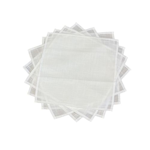 Nappe Brodée Blanc Gris - 160x250 Cm + 8 Serviettes Assorties