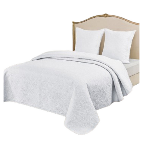Couvre Lit Uni Blanc 250x260 Cm, Enveloppe Percale De Coton - Boutis Matelassé Grande Dimension Avec