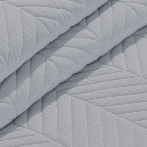 Couvre Lit Gris 240x260 Cm Avec Broderies Géométriques + 2 Taies 65x65 Cm - Boutis Grande Dimension,