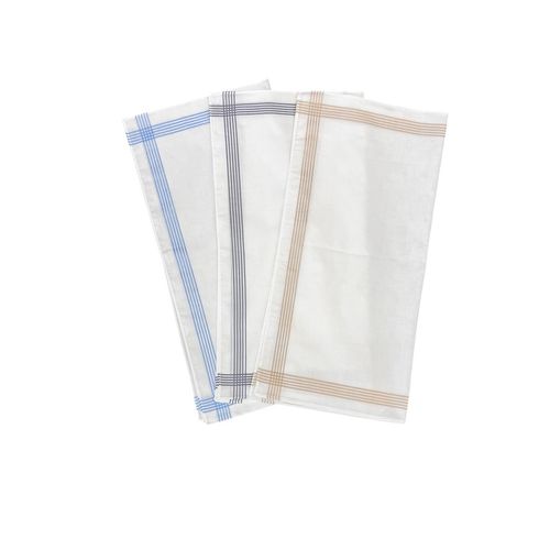 Lot De 6 Mouchoirs En Coton Jumel 40x40 Cm - Fond Blanc Avec Rayures Colorées, Doux, Réutilisables