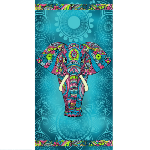 Serviette De Plage Éléphant Sur Fond Bleu Foncé 90x170cm