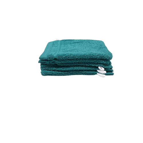 Lot De 6 Gants De Toilette 100% Coton 550g Vert D'eau