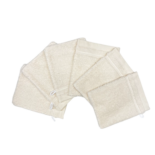 Lot De 6 Gants De Toilette 100% Coton 550g Beige