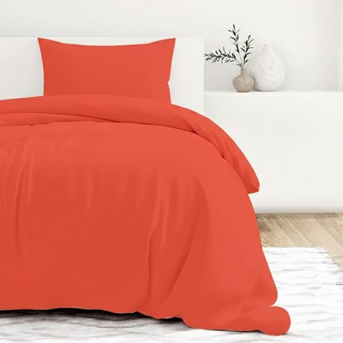 Housse De Couette Orange Unie 100% Percale De Coton 80 Fils + Taie(s) 65x65 Cm – Fabriquée En Europe
