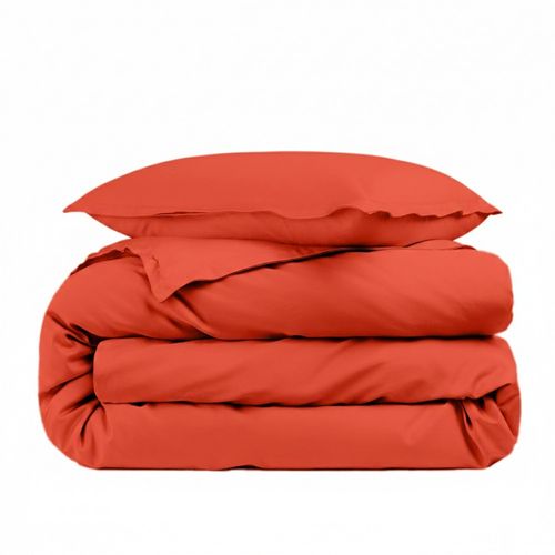 Housse De Couette Orange Unie 100% Percale De Coton 80 Fils + Taie(s) 65x65 Cm – Fabriquée En Europe