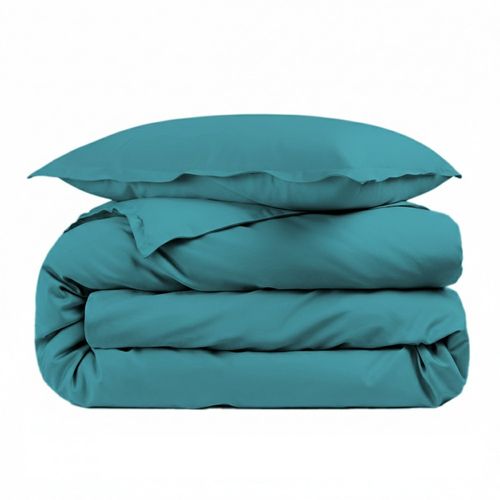 Housse De Couette Bleu Unie 100% Percale De Coton 80 Fils + Taie(s) 65x65 Cm – Fabriquée En Europe