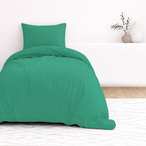 Housse De Couette Vert Unie 100% Percale De Coton 80 Fils + Taie(s) 65x65 Cm – Fabriquée En Europe
