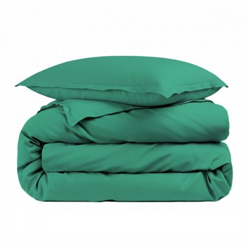 Housse De Couette Vert Unie 100% Percale De Coton 80 Fils + Taie(s) 65x65 Cm – Fabriquée En Europe