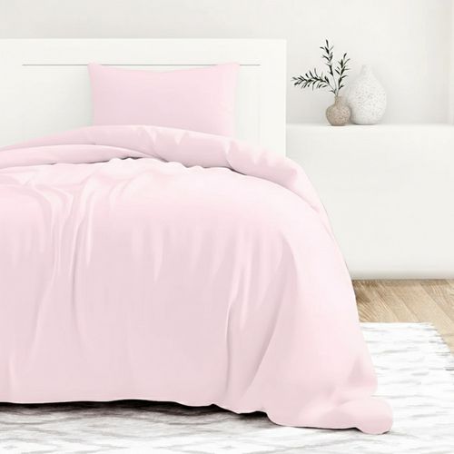 Housse De Couette Rose Unie 100% Percale De Coton 80 Fils + Taie(s) 65x65 Cm – Fabriquée En Europe