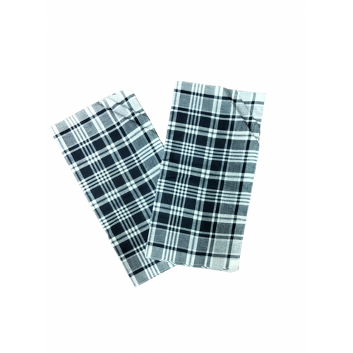 Lot De 12 Mouchoirs De Travail Grands Carreaux Bleu Et Blanc - 100% Coton - Doux Et Écologique -