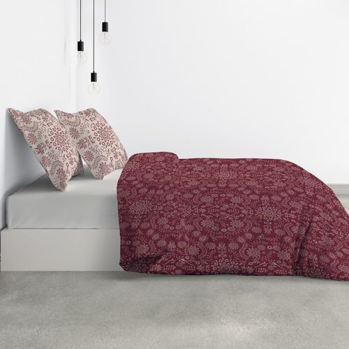 Housse De Couette 200x200 Cm Vishka + 2 Taies - Pur Coton Bio 57 Fils - Motifs Fleuris Sur Fond