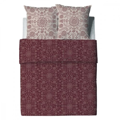 Housse De Couette 200x200 Cm Vishka + 2 Taies - Pur Coton Bio 57 Fils - Motifs Fleuris Sur Fond
