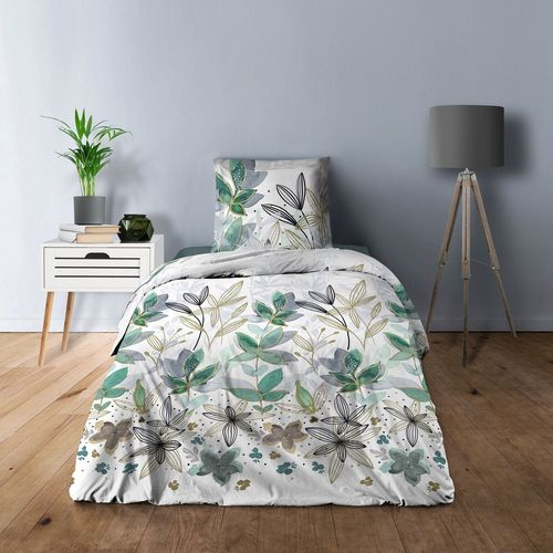 Housse De Couette Avec Taie(s) Carrée(s) Summer Flower Pur Coton - Finition Rabat à Border