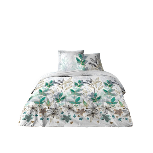 Housse De Couette Avec Taie(s) Carrée(s) Summer Flower Pur Coton - Finition Rabat à Border