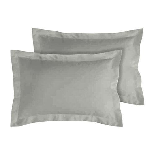 Lot De 2 Taies D'oreiller Percale 80 Fils à Volant Plat - 100 % Coton Fibres Longues, Douceur