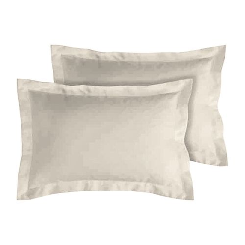 Lot De 2 Taies D'oreiller Percale 80 Fils à Volant Plat - 100 % Coton Fibres Longues, Douceur