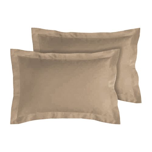 Lot De 2 Taies D'oreiller Percale 80 Fils à Volant Plat - 100 % Coton Fibres Longues, Douceur
