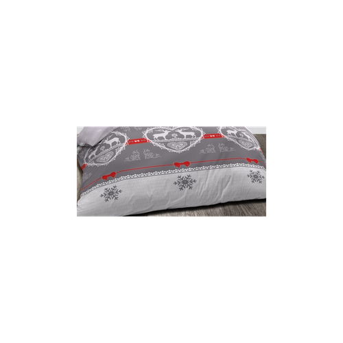 Housse De Couette Winter Gris 200x200 Cm + 2 Taies 65x65 Cm - 100 % Coton, Style Chalet Montagn,