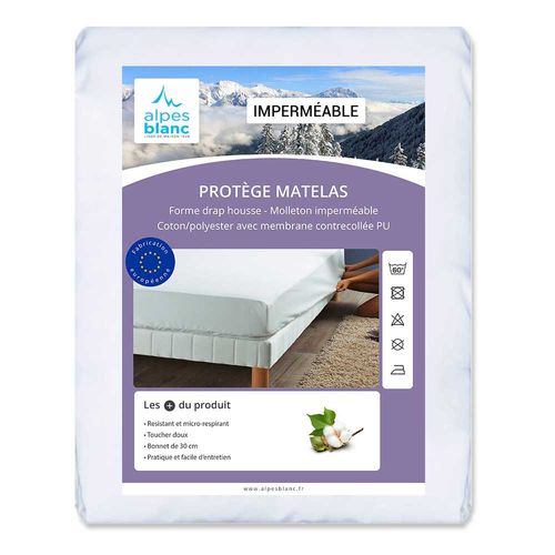 Protège Matelas Imperméable 160x200 Cm Forme Drap Housse - Molleton Coton 200g/m², Respirant Et