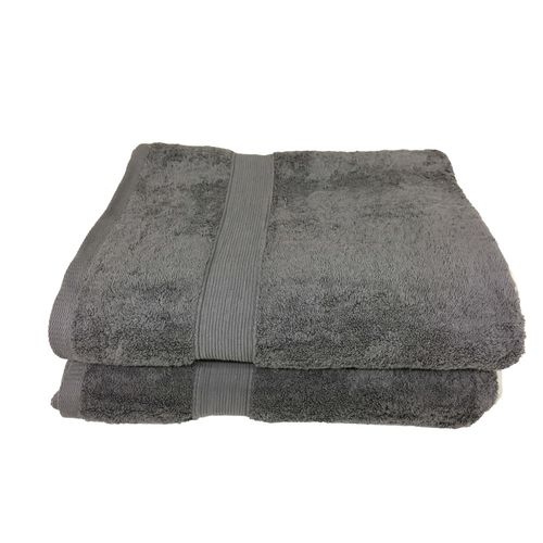 Lot De 5 Serviettes De Bain Éponge 600 G/m² Gris Anthracite - 100 % Coton Qualité Supérieure,