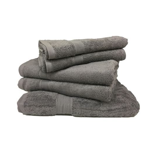 Lot De 5 Serviettes De Bain Éponge 600 G/m² Gris Anthracite - 100 % Coton Qualité Supérieure,