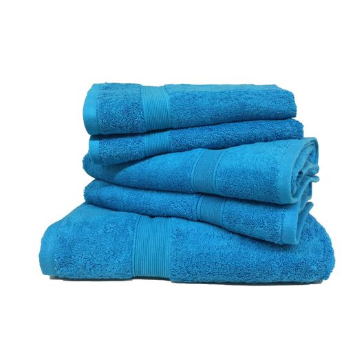 Lot De 5 Serviettes Éponge 600 G/m² 100 % Coton Turquoises - Différentes Tailles Adaptées à Tous