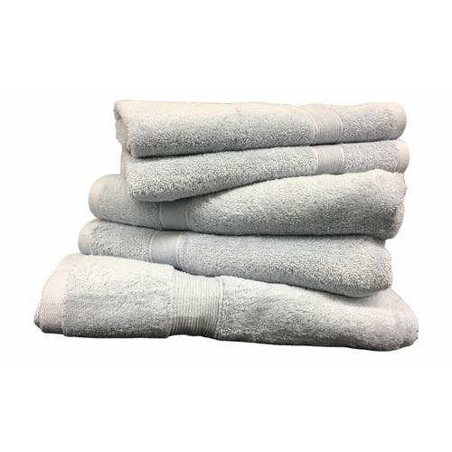 Lot De 5 Serviettes Gris Perle, Éponge 100 % Coton 600 G/m² - Douceur Et Absorption, 3 Tailles