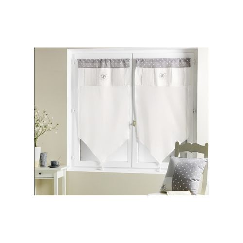 Voilage Brodé Avec Initiales À pois Gris - 60x120 Cm