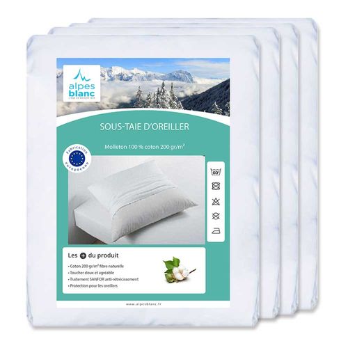 Lot De 4 Sous Taies D'oreillers 50x70 Cm - 100 % Coton