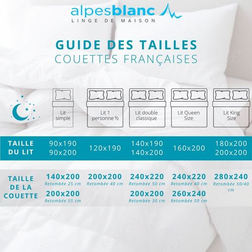Couette Été Naturelle 260x240 En Duvet 130 Gr/m² - Alpes Blanc