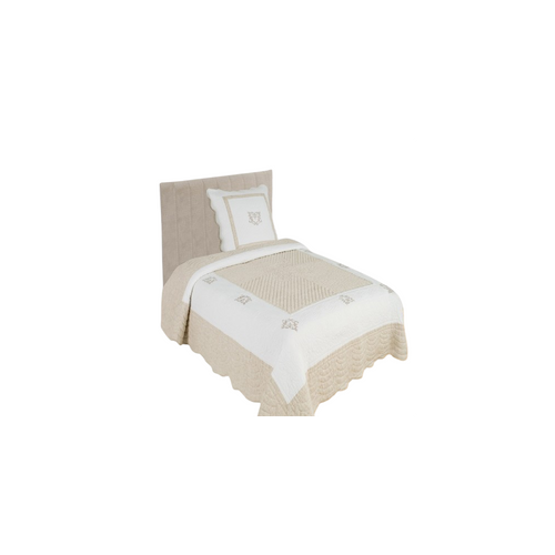 Couvre Lit Boutis Peaceland Lin 180x240 Cm + 1 Taie 65x65 Cm Pour Lit 1 Place - Dessus De Lit Brodé