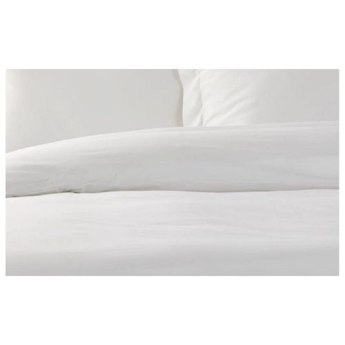 Housse De Couette 240x280 Cm Unie Blanche 100 % Coton 57 Fils + 2 Taies D'oreiller Assorties –