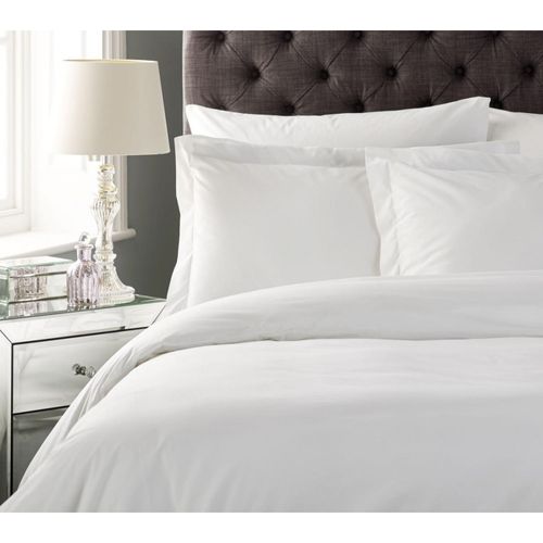 Housse De Couette 240x280 Cm Unie Blanche 100 % Coton 57 Fils + 2 Taies D'oreiller Assorties –