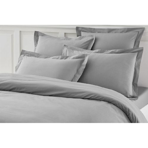 Housse De Couette 240x280 Cm Unie Gris Souris 100% Coton 57 Fils/cm² + 2 Taies Assorties –