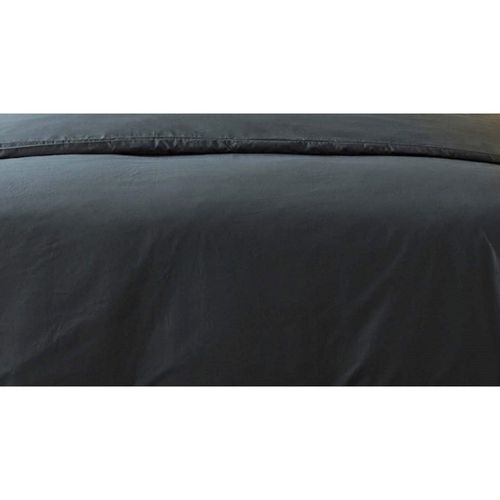 Housse De Couette 240x280cm Anthracite 100% Coton 57 Fils + 2 Taies D'oreiller - Doux Et Confortable