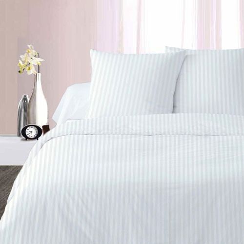 Housse De Couette Percale 220x240cm Satin Blanc + 2 Taies Carrées 65x65 Cm