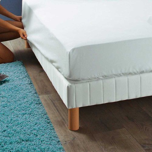 Protège Matelas Coton 200 G/m² 80x190 Cm - Molleton Doux Et Respirant, Bonnet 30 Cm, Traitement