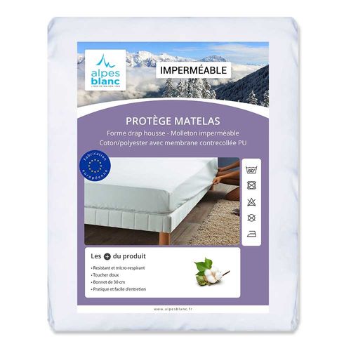 Protège Matelas 160x200 Imperméable Molleton Coton/polyester Contrecollé Pu