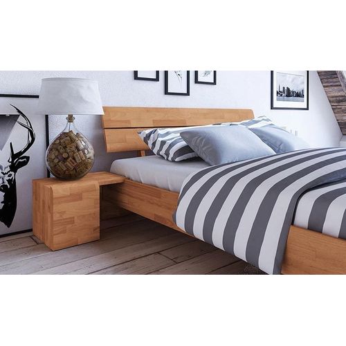 Lit En Bois Massif Haut Design Naturel - Tokyo 180 X 200 Cm