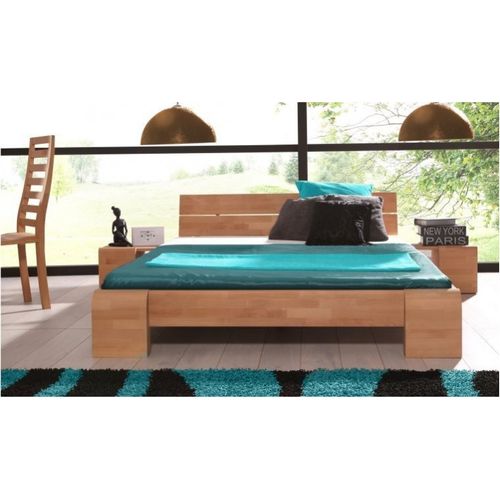 Lit En Bois Massif Haut Design Naturel - Tokyo 180 X 200 Cm