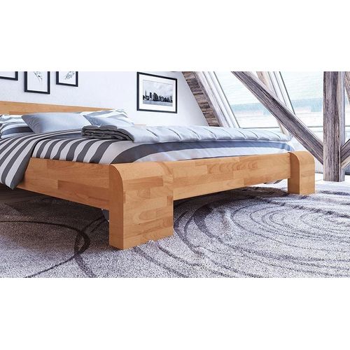 Lit En Bois Massif Haut Design Naturel - Tokyo 180 X 200 Cm