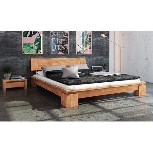 Lit Moderne En Bois Massif Naturel - Vinci Bas 180 X 200 Cm