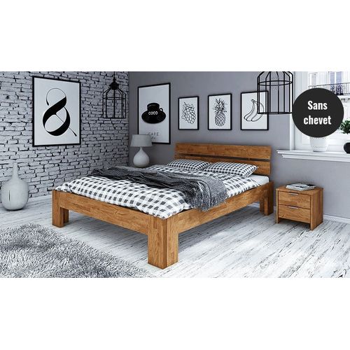Lit En Chêne Naturel Massif - Ned 180 X 200 Cm