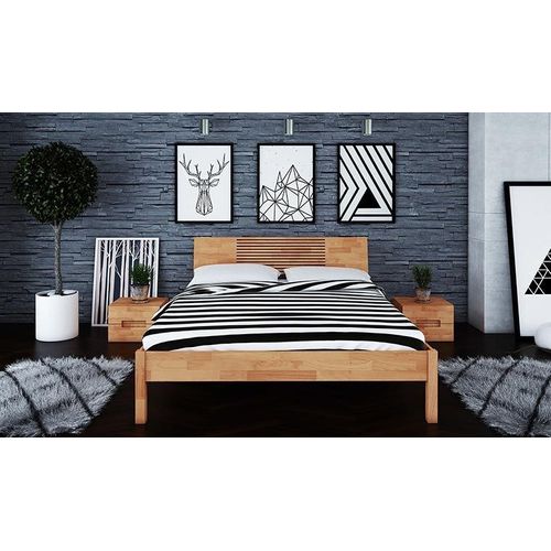 Lit Adulte En Bois Massif Naturel Haut - Zenno 180 X 200 Cm